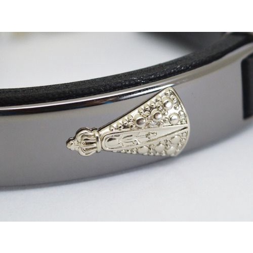 Pulseira Couro Nossa Senhora De Aparecida Verniz Prateado