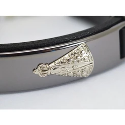 Pulseira Couro Nossa Senhora De Aparecida Verniz Prateado