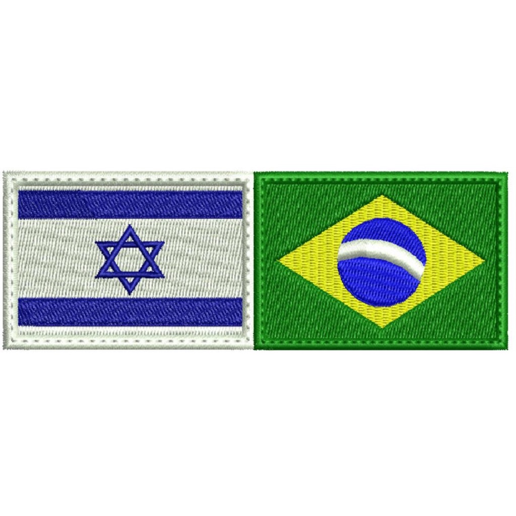 Patch 10x3,8cm bordado bandeira Israel e Brasil com carrapicho, para costurar ou termocolante em Oferta na Shopee
