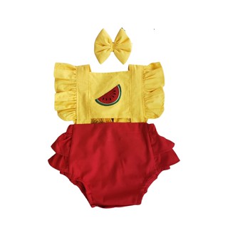 Romper Melância Mesversário Temático com Laço Tricoline 100% Algodão