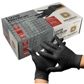 Luva de Procedimento Nitrílica Preta M S/Pó C/100 - Descarpack