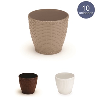 Vaso Rattan M2 Redondo Kit Com 10 Unidades Cachepot Suculenta Violeta em Oferta na Shopee