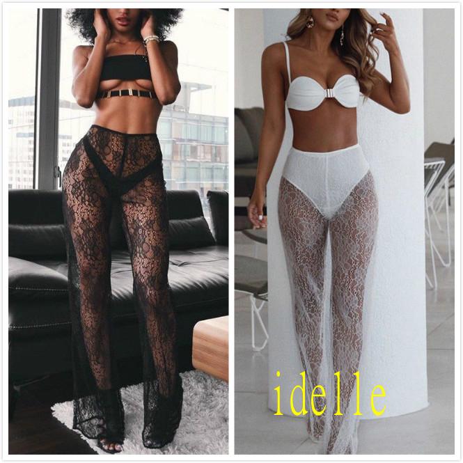 calça de renda transparente