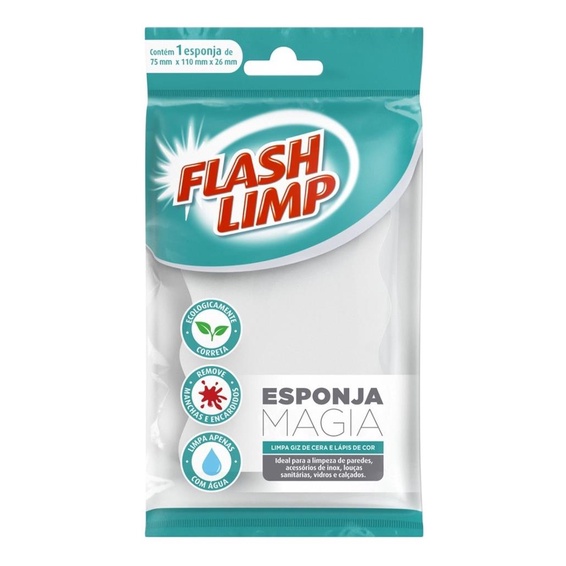 Esponja Magica Flashlimp Limpa Parede Inox Louca Calcados Manchas Multiuso