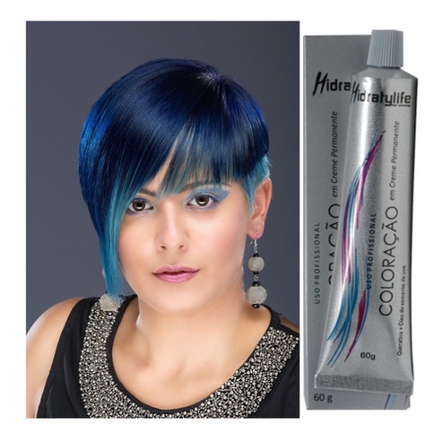 Tinta Cabelo Azul Royal Coloração Hidratylife Mairibel 60g em Oferta na Shopee