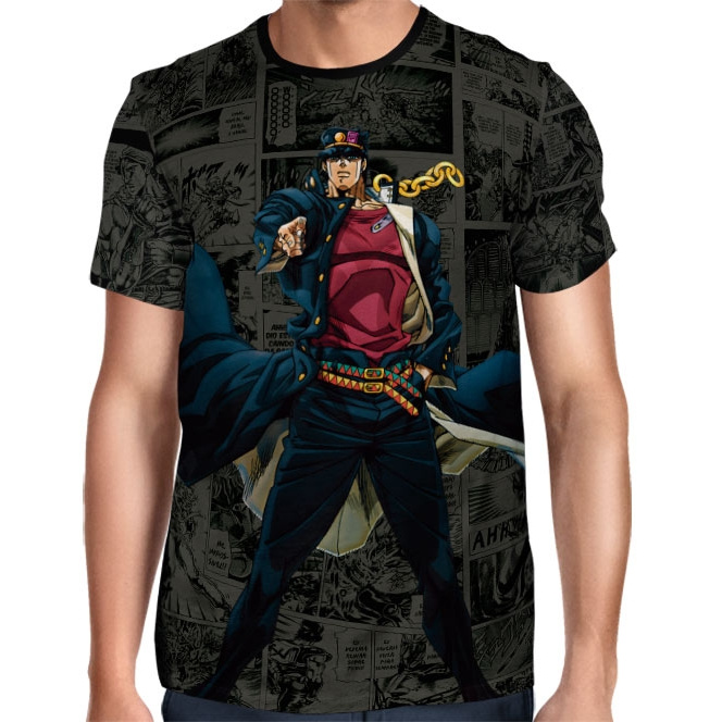 Camisa Full Print Black Mangá - Jotaro  - Jojo's Bizarre Adventure