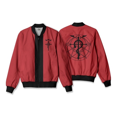 Blusa Jaqueta Bomber Zíper Casual Anime Fullmetal Alchemist