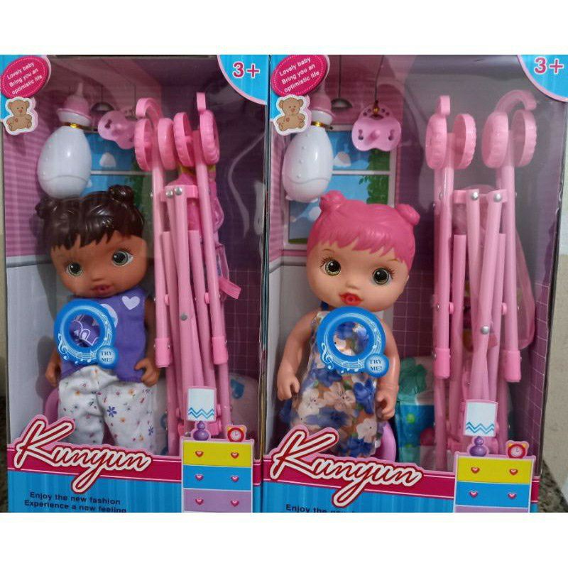 Boneca Baby Alive Com Carrinho Da Bebe L Mamadeira Fralda Chupeta E Ropas Shopee Brasil