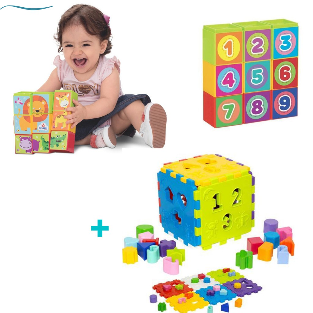 Kit Com Dois Brinquedos Infantil Para Criancas 1 Ano E 2 Anos Brinquedos Didaticos Educativos Com Formas Geometricas De Encaixar Bebe 1 Ano E 6 Meses Produto Novo Lacrado Super Colorido