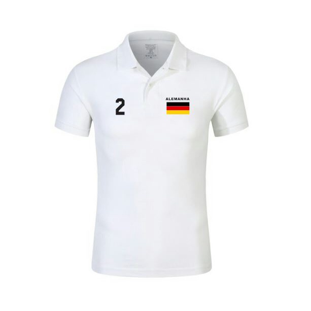 Camisa Gola Polo 100% algodão Bandeira Alemanha Uniforme Passeio