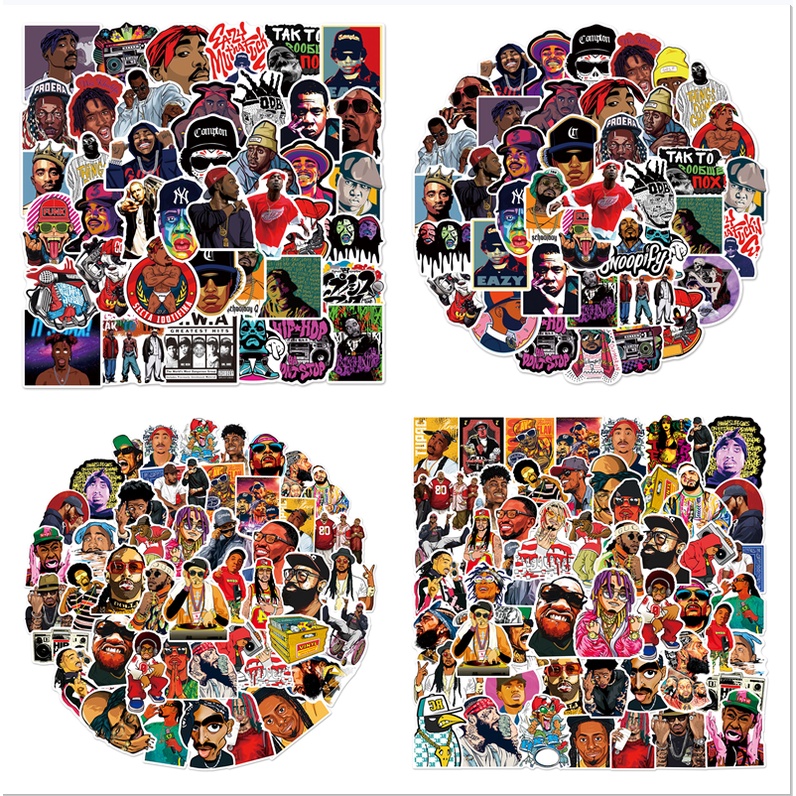 100/50/25/10 Pcs Hiphop Música Fresco Rapper Adesivos À Prova D'água Para A Bagagem Telefone Portátil Decalque