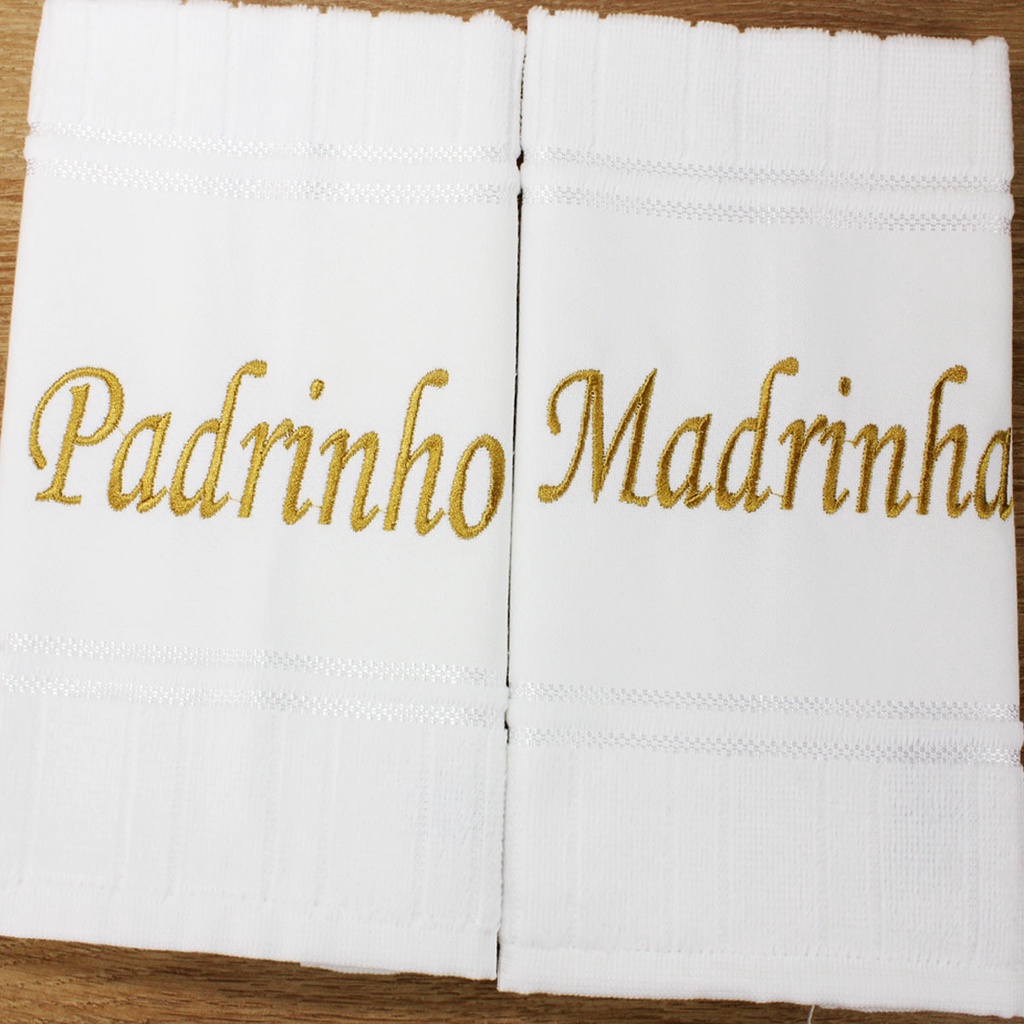 Kit  Toalhas Bordadas Lembrancinha Padrinhos Casamento Batizado Presente Madrinha Padrinho Dinda Dindo Avo em Oferta na Shopee