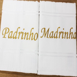 Kit  Toalhas Bordadas Lembrancinha Padrinhos Casamento Batizado Presente Madrinha Padrinho Dinda Dindo Avo em Oferta na Shopee
