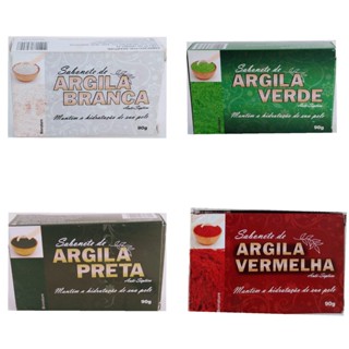 Kit C/4 Sabonetes de Argila( Branca / Preta / Vermelha / Verde) em Oferta na Shopee