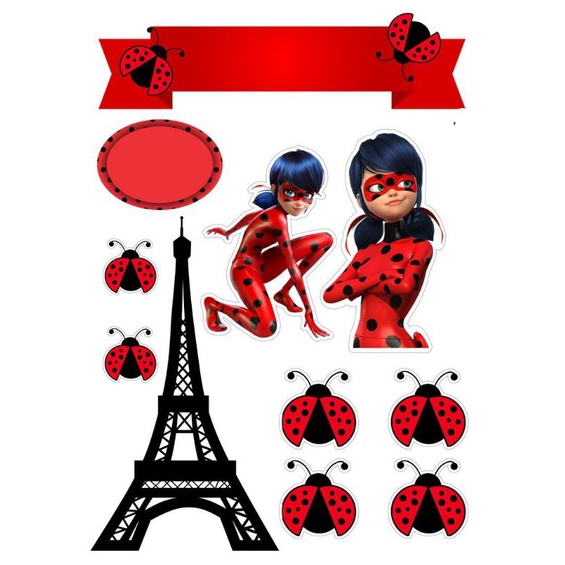 Pin de Milla Rayane em Meus Toppers:Milla Artes  Topo de bolo ladybug,  Personalizados ladybug, Festa infantil ladybug