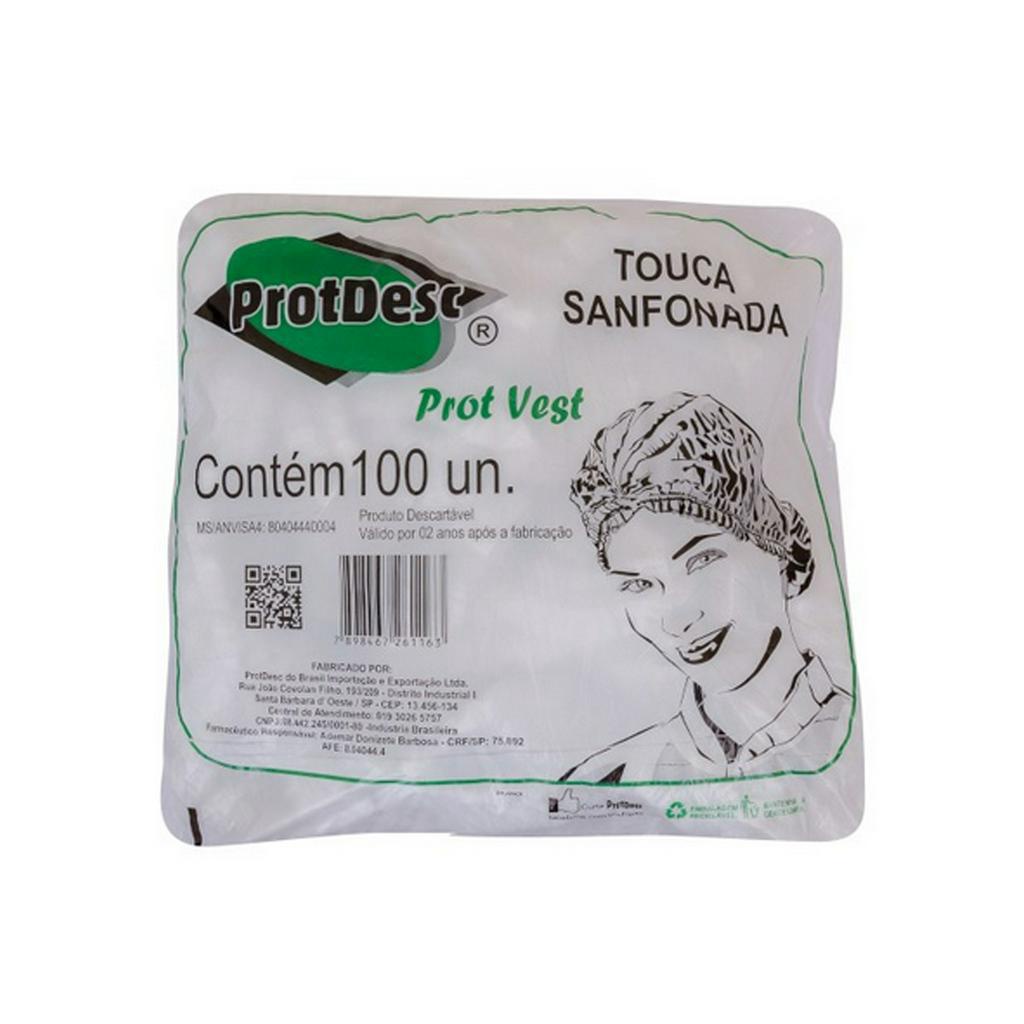Touca Sanfonada Branca Com 100 Unidades - ProtDesc