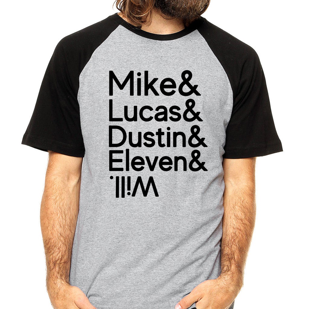Camiseta Masculina Mike Lucas Stranger Things Serie Camisa Raglan Stranger Things