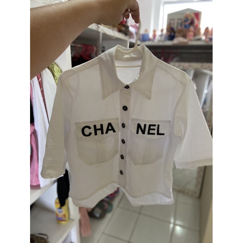 See through Officer proposition Blusa Chanel Classica | Shopee Brasil