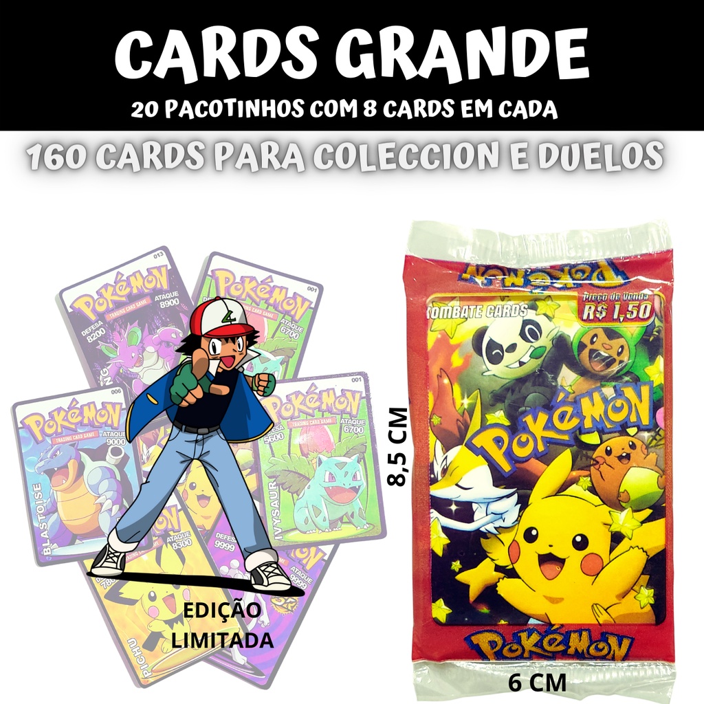 160 Cards Grande Pokemon = 20 Pacotes fechados com 8 cards.  Revenda/Cartinhas/Card Game/Promoção | Shopee Brasil