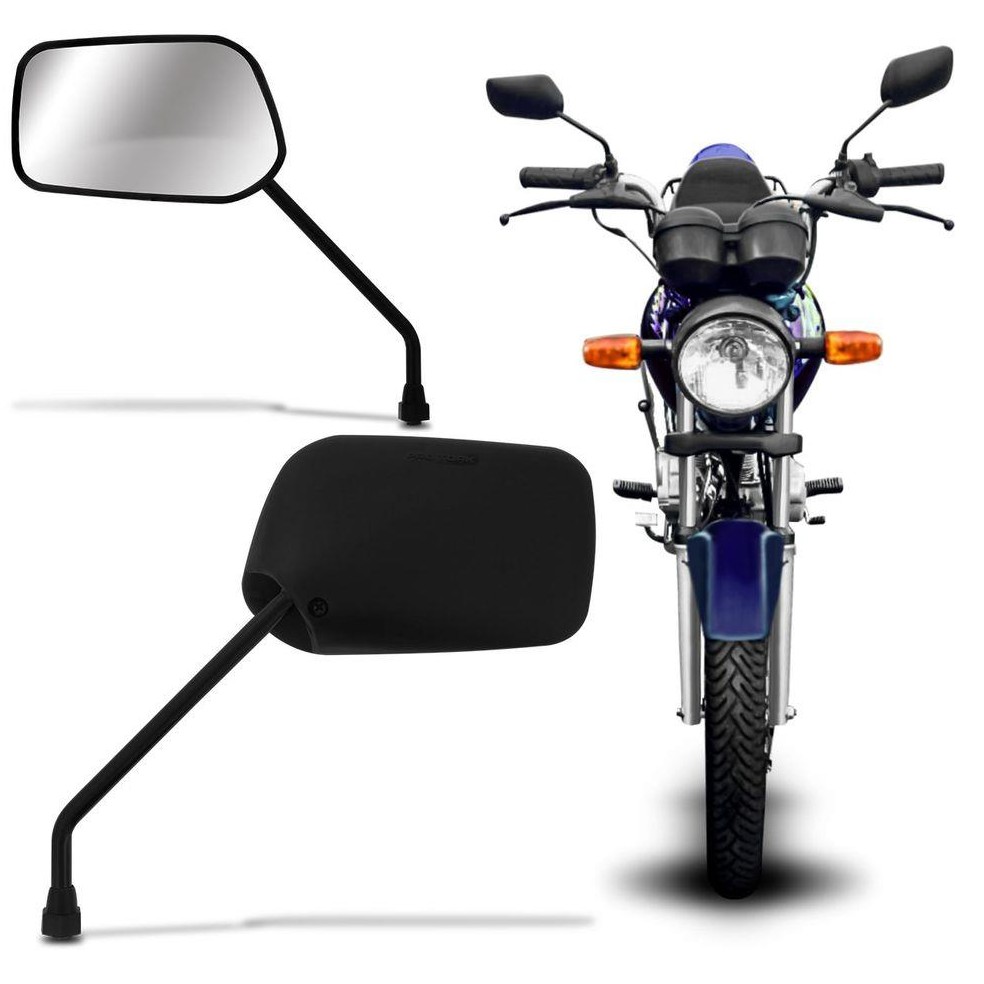 Par Retrovisor Moto Fan 125 Titan 125 91 a 2008 Titan 150 04 a 13 Preto Modelo AWA 502 em Oferta na Shopee