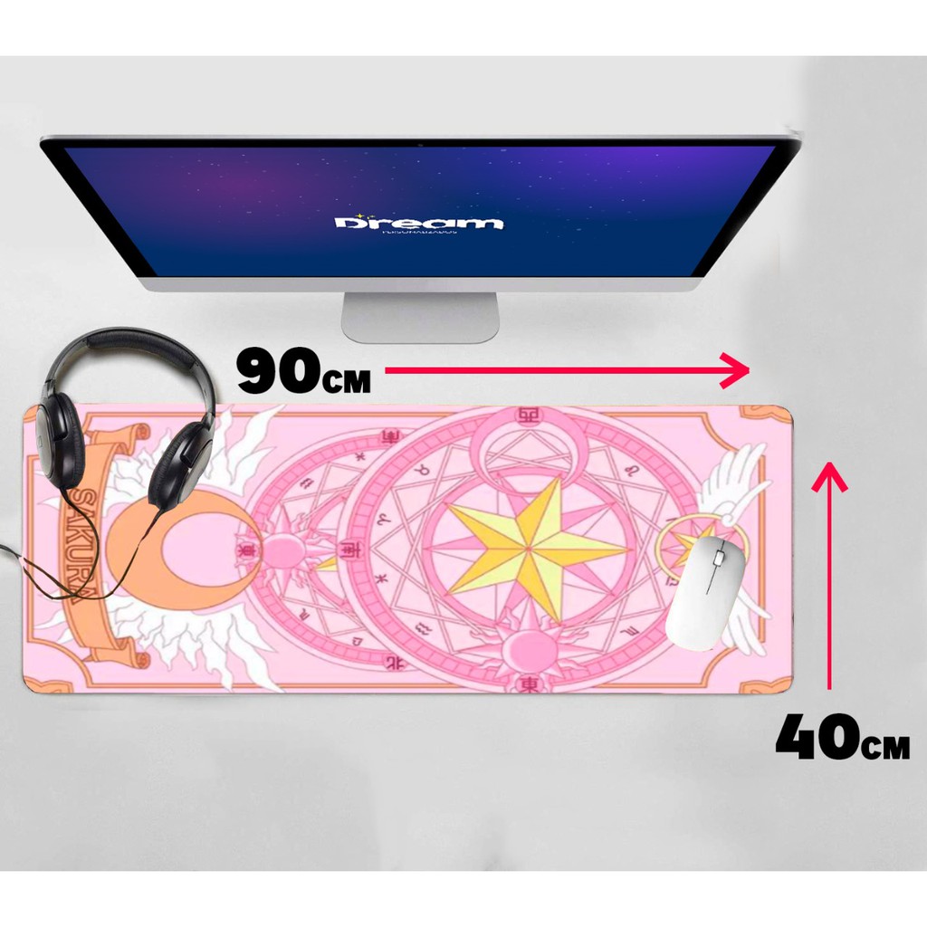 Mouse Pad Sakura Card captors Grande Extra Grande 90x40 Personalizado Costurado