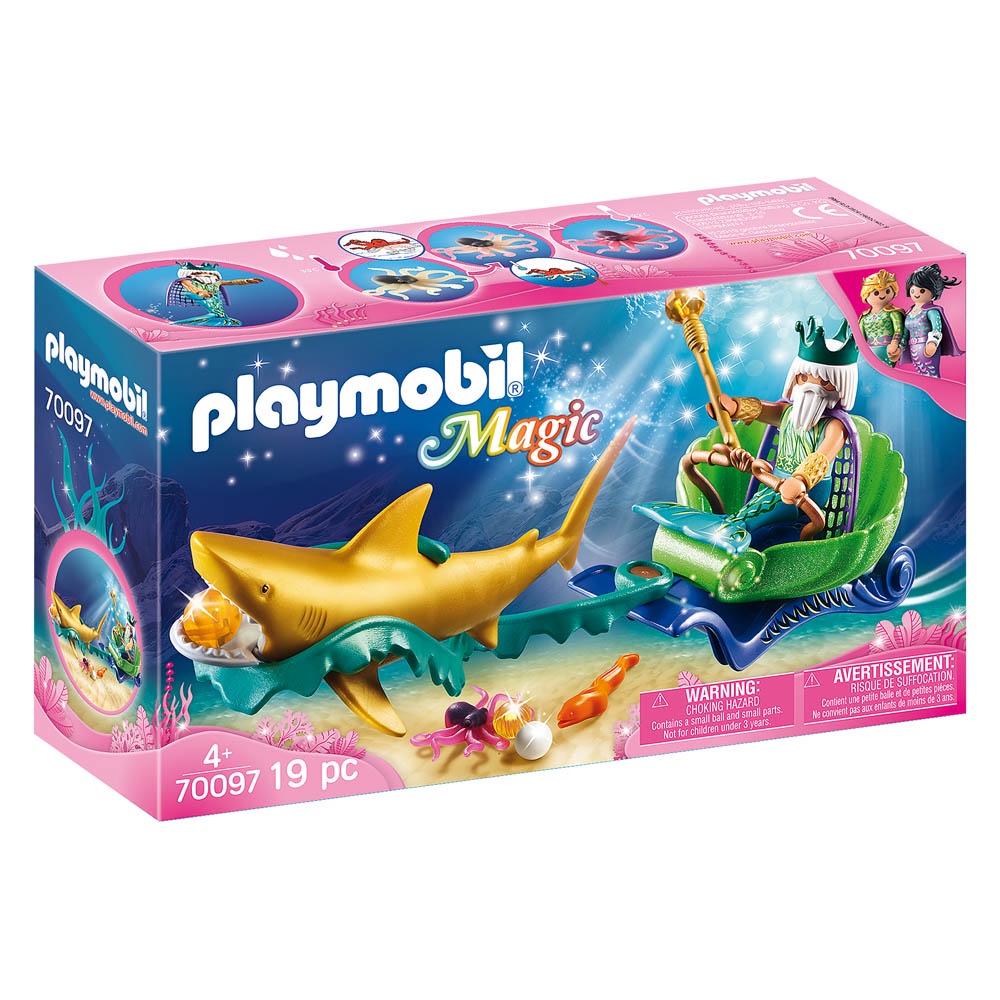 Playmobil - Rei Do Mar Com Carruagem De Tubarão em Oferta na Shopee