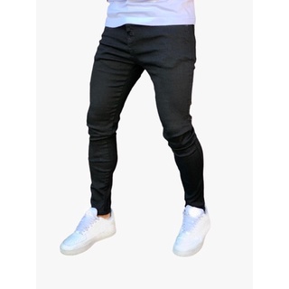 Calça Jeans Masculina Super Skinny Preta Lisa Linha Premium