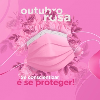 Máscara Cirúrgica Descartável Fenix Cor Rosa  - Caixa  C/ 50 Unidades
