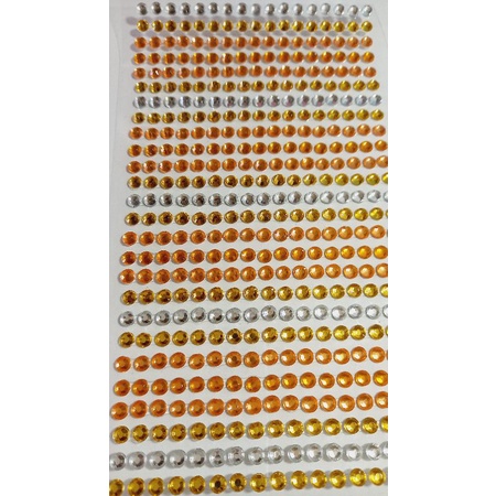 Strass adesivo amarelo/ laranja/prata brilhante 4mm cartela com 442 unidades em Oferta na Shopee