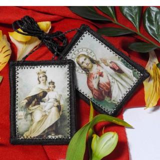 Escapulario Nossa Senhora do Carmo tecido/pano/ lã Estampa5