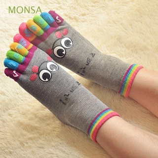 MONSA Meia Feminina Casual De Algodão Multicolorida Com Cinco Dedos/Multicoloridas 1 Par