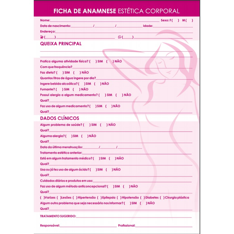 Ficha De Anamnese Estética Corporal C Folhas Shopee Brasil