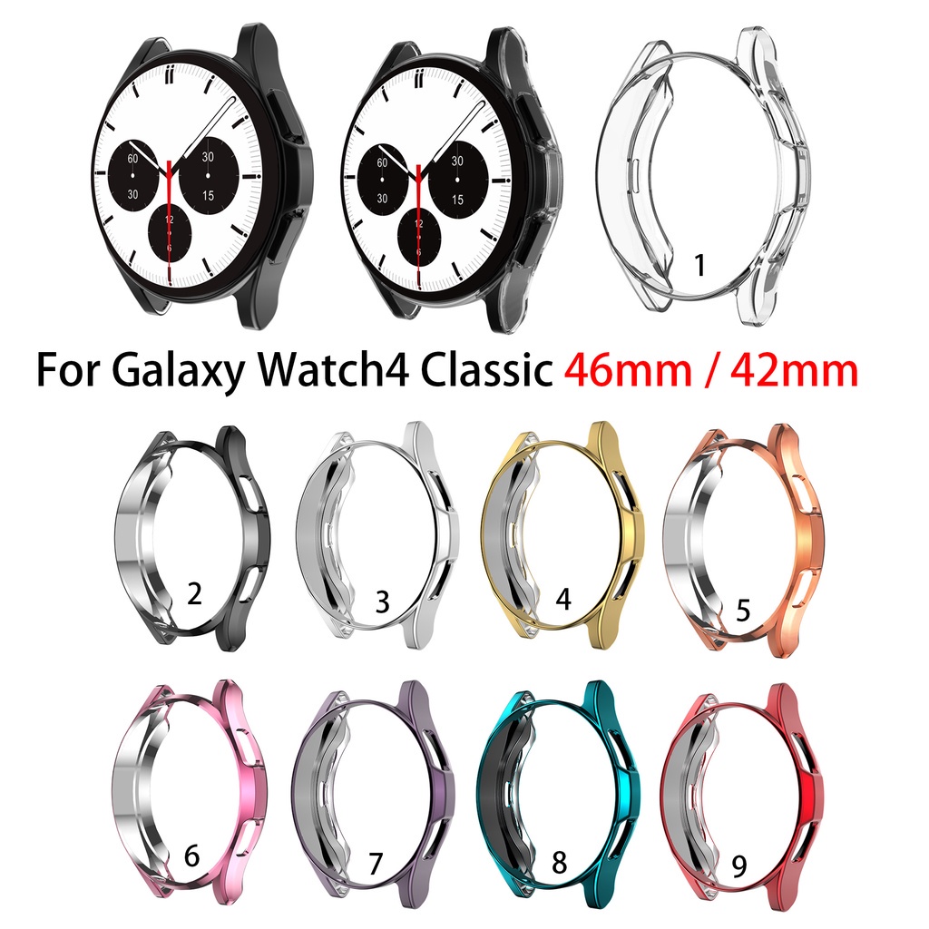 Tpu Macio Tampa Da Caixa Clara Para Samsung Galaxy Relógio Watch4 4 Clássico 42mm 46mm Shell Bumper Banhado A Tampa Do Caso Inteligente Pulseira