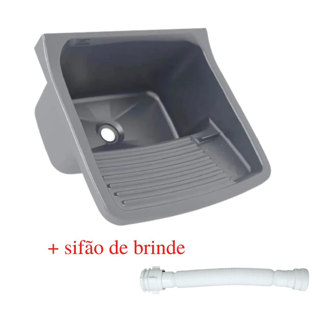 Tanque plástico lavanderia 34 litros + válvula + kit instalação + sifão astra em Oferta na Shopee