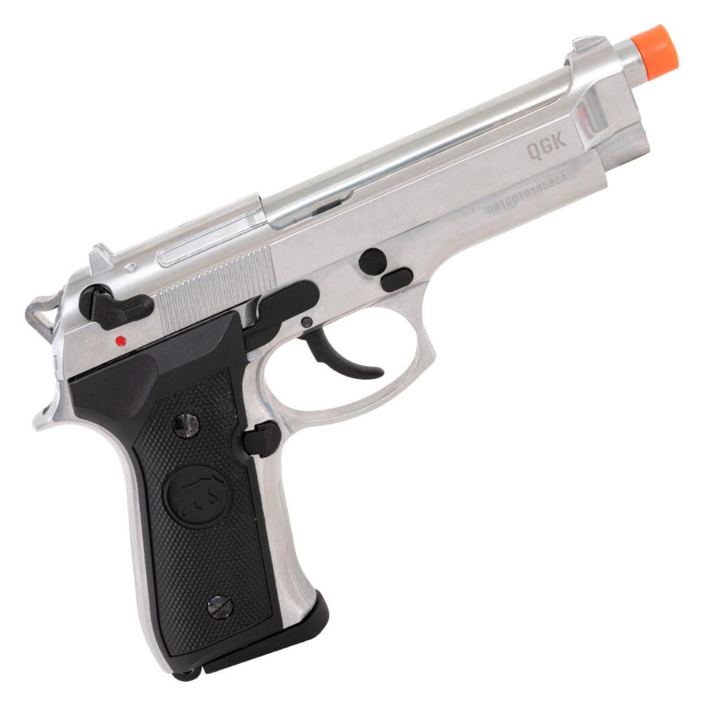 Pistola de Airsoft QGK a Gás GBB Green Gás 92 A2 Silver QGK Blowback Full Metal 350 FPS