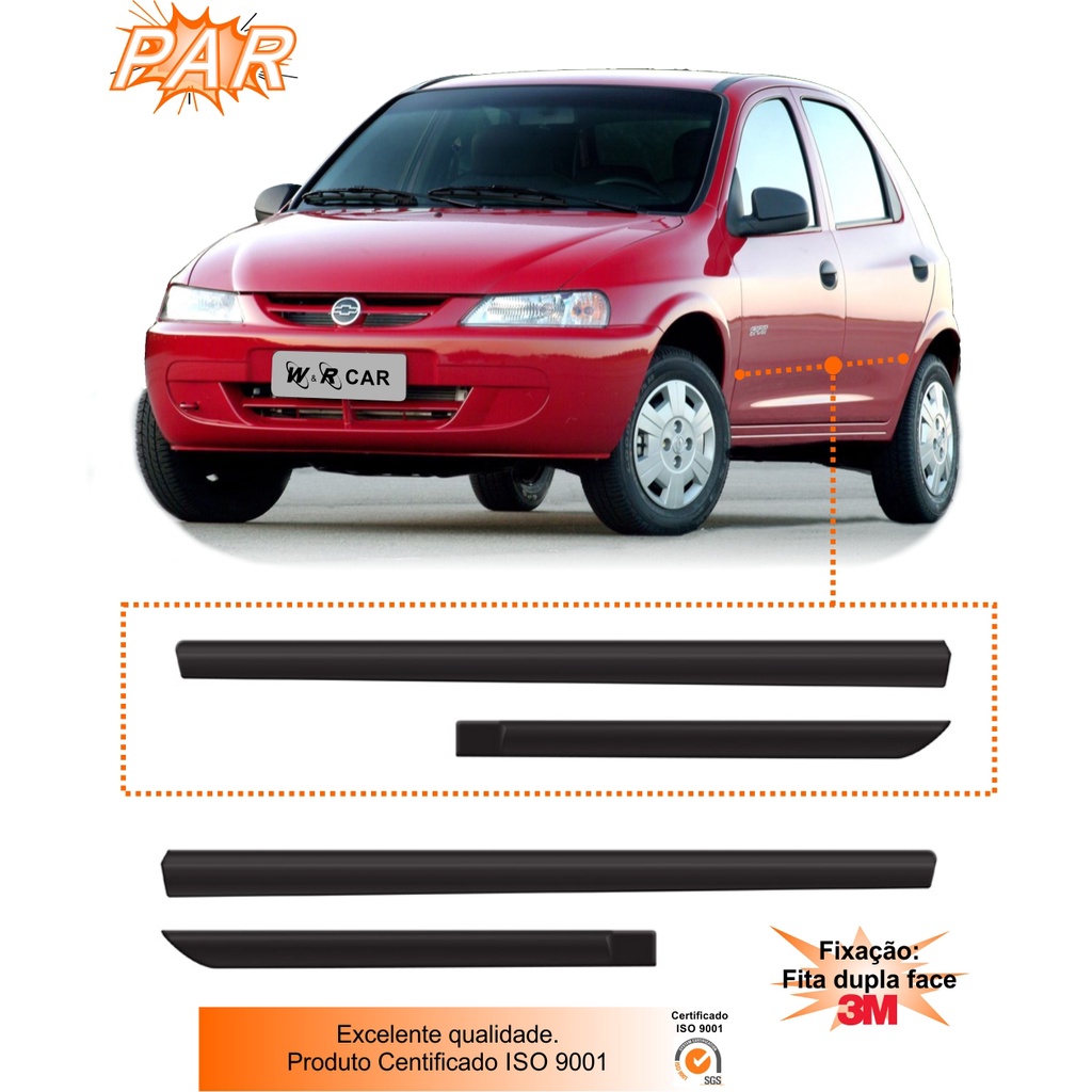 Jg Friso Lateral Celta Até 2005  4 Portas Preto