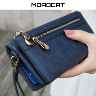 Carteira Feminina De Grande Capacidade Estilo Longo Tédio Polônia PU De Couro Com Zíper Duplo Bolsa De Moedas Capa De Pulso em Oferta na Shopee