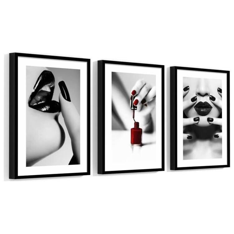 kit 3 peças Quadro Decorativos para salão manicure empreendedoras