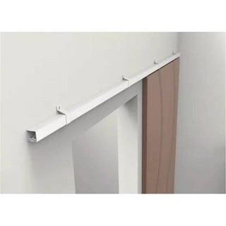 Kit Porta Correr Até 82cm Trilho Dividido De 1,6m Completo Com Tampa acabamentos