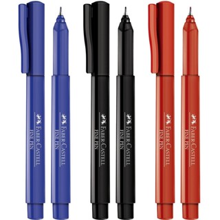 Kit C/4 Caneta Fine Pen Preta/Azul/Vermelho 0,4mm Ponta Fina Faber em Oferta na Shopee