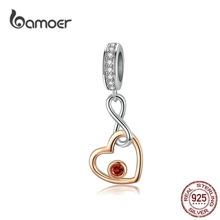 Bamoer Coração Infinito Amor Charme Pingente Para Bracelet & Bangle 925 Prata Esterlina Europeia Jóias Scc1239