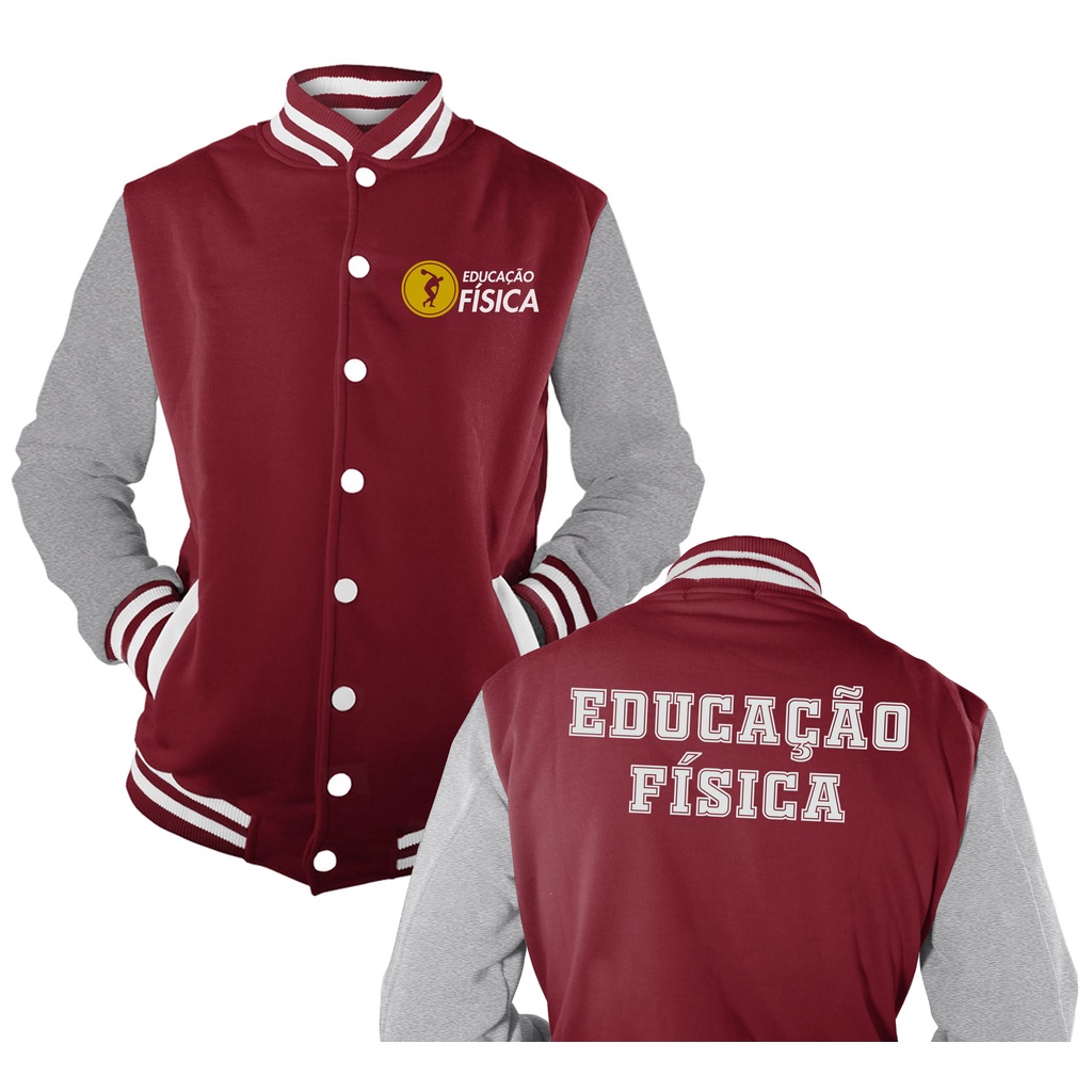 Jaqueta Blusa Moletom College Bordada Educação Física Unissex em Oferta na Shopee