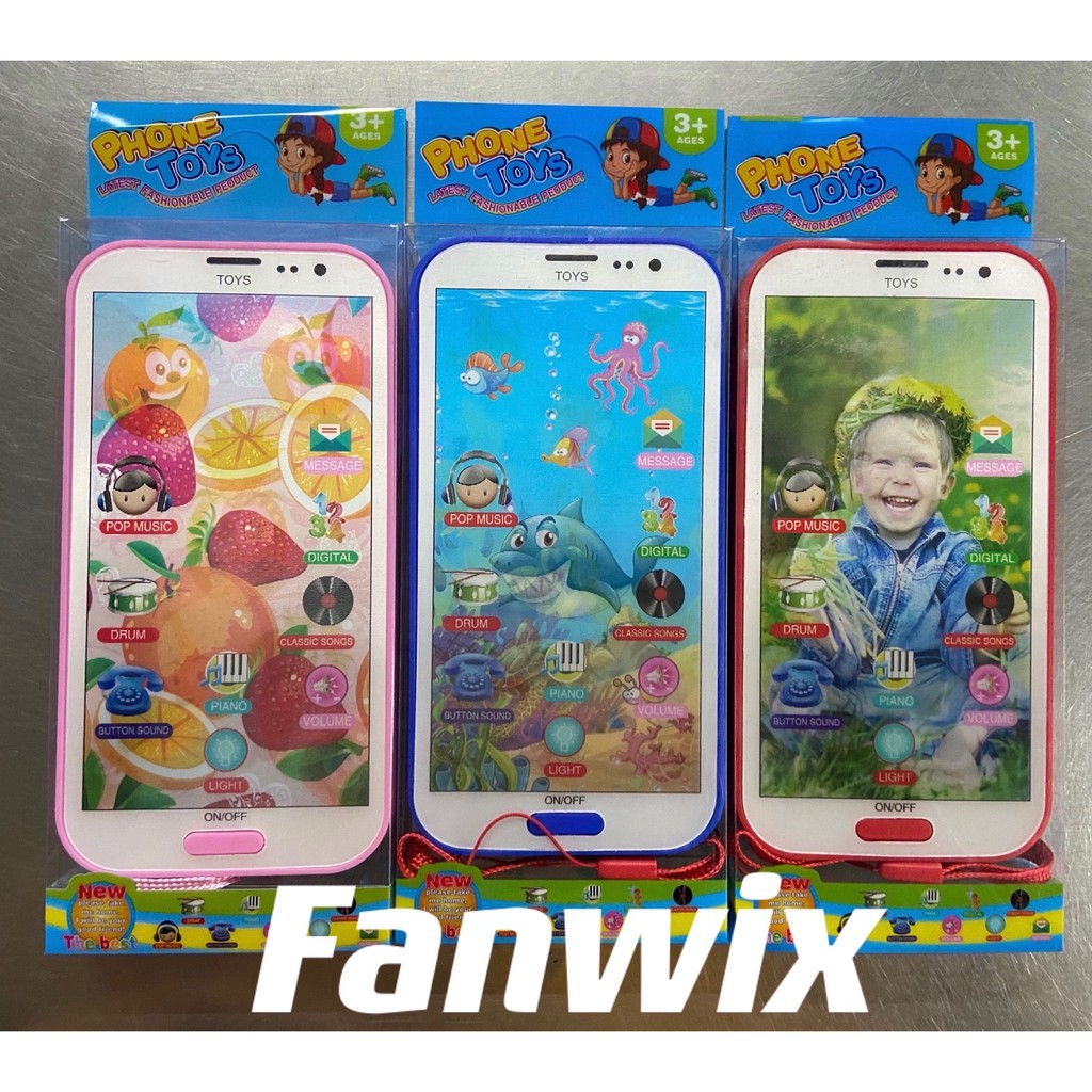 Brinquedo celular infantil musical imagem 3D Smartphone para crianças com luz e som tem um cordão de segurança, Fanwix