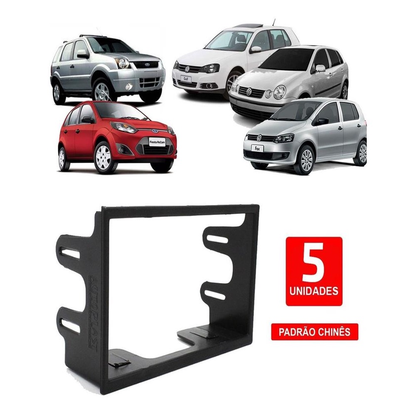 Kit 5 Moldura 2 Din Golf Polo Fox Fiesta Ecosport Atacado