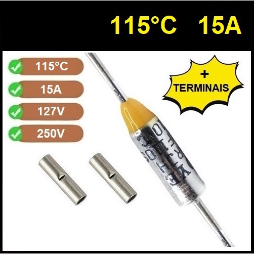 1 Fusível Térmico 15A 115C 115°C 115 Graus 250V
