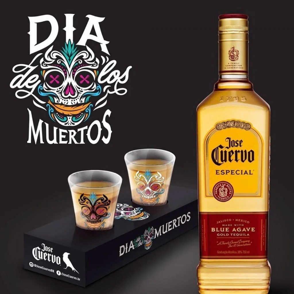 Kit Tequila Jose Cuervo Ouro 750ml + 2 Copos Shot Shopee Brasil