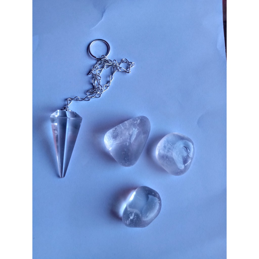 Pêndulo Reiki cristal Pendulo cristal 3 pedras roladas