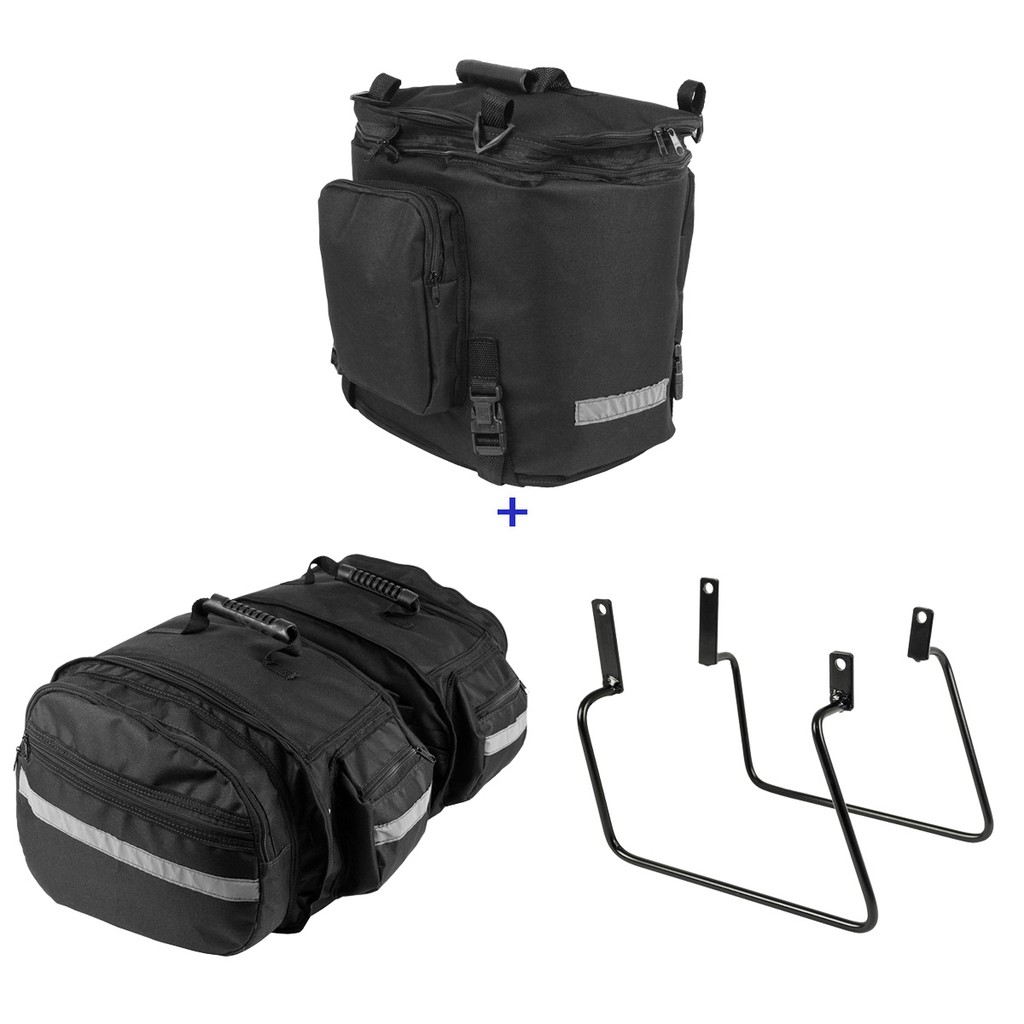 Kit Viagem Indian Scout Suporte + Alforge Lateral 40 Litros + Traseiro 28 á 40 Litros Nylon