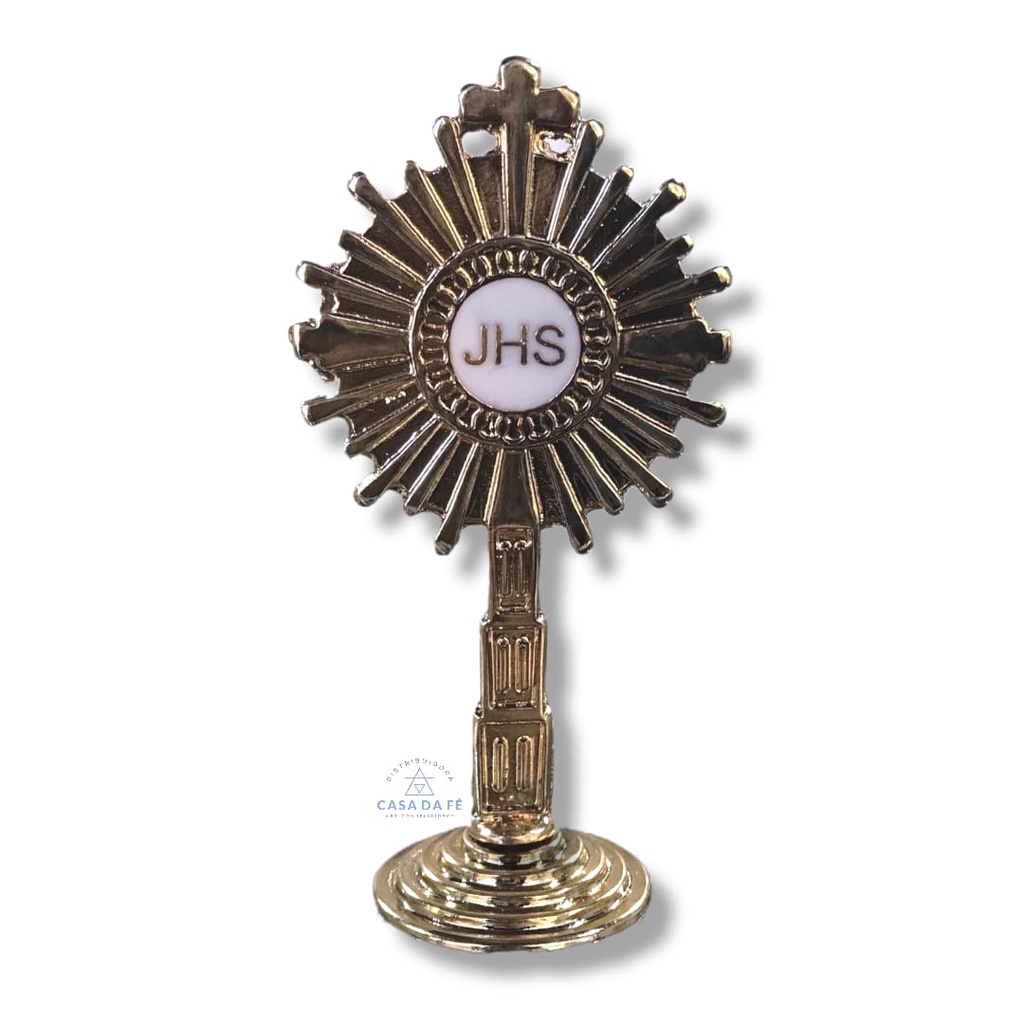 Ostensório Metal Dourado Pedestal Enfeite De Mesa 9cm