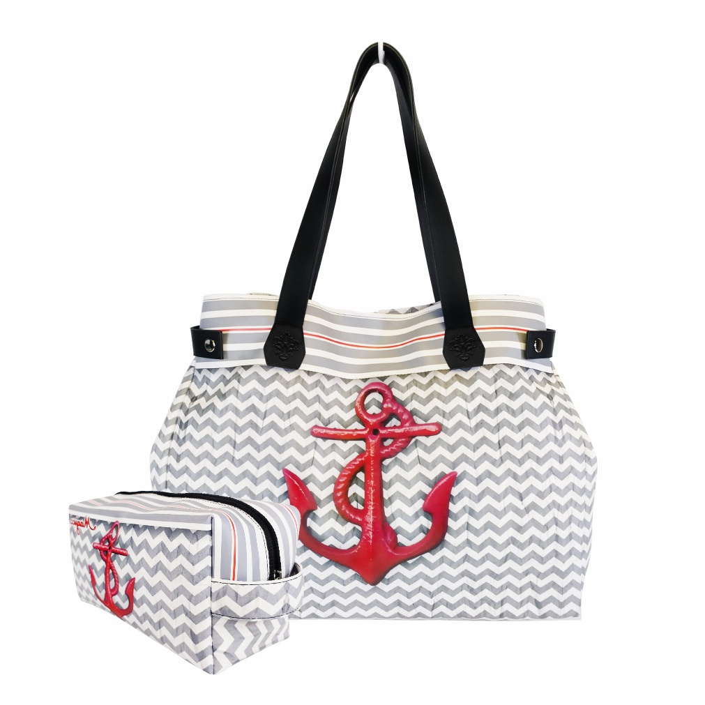 Bolsa Feminina Nécessaire Feminina Praia Grande Âncora Vermelha Magicc Bolsas  BN-161